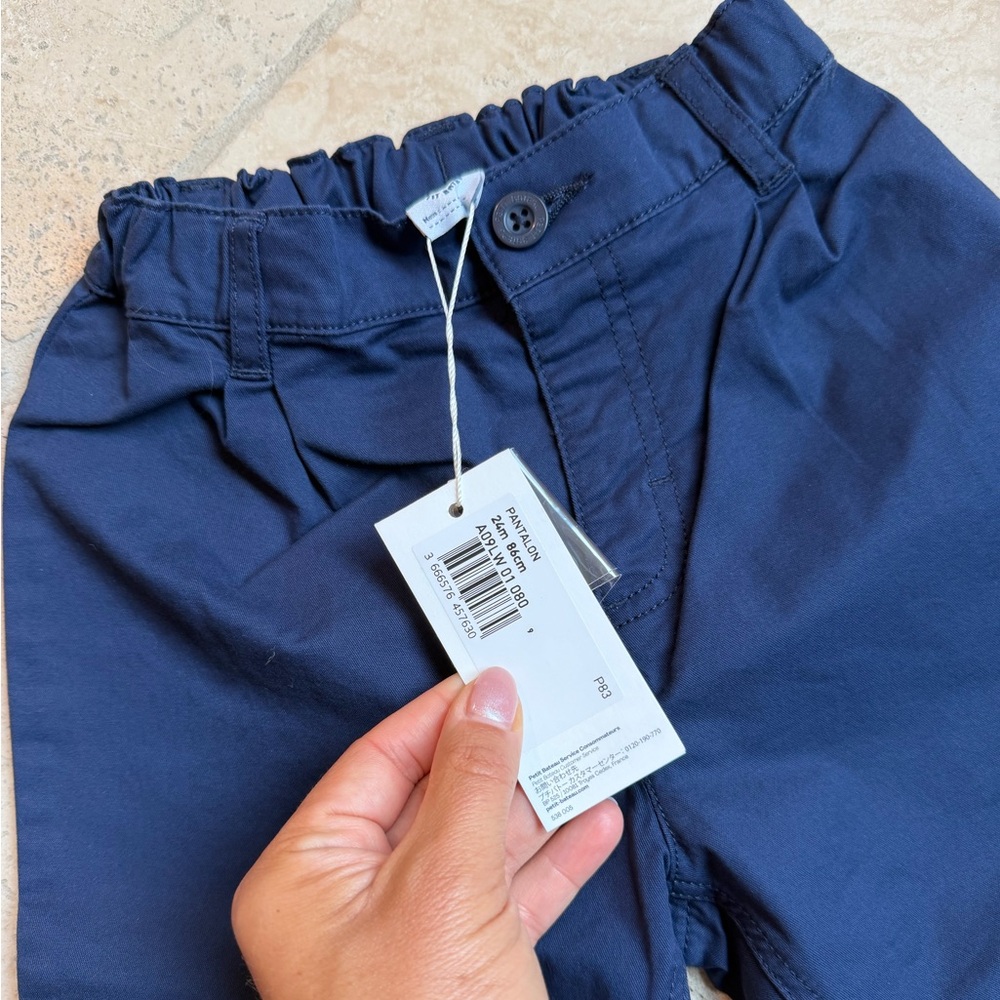 Petit Bateau Classic Navy Boys Twill Bottoms NWT - Picture 2 of 5